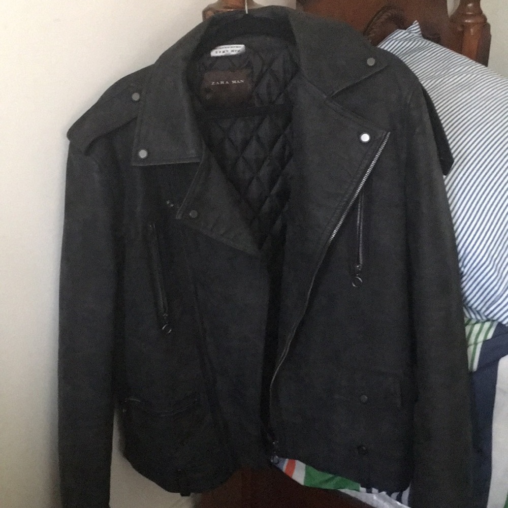 Zara Leather Jacket Slim Fit